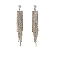 Fashion Fringe Earrings, Rhinestone, with Zinc Alloy, plated, for woman 