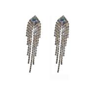 Fashion Fringe Earrings, Rhinestone, with Zinc Alloy, plated, for woman 