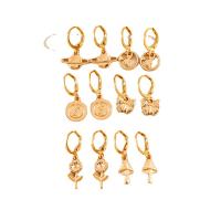 Huggie Hoop Drop Earring, Zinc Alloy, 6 pieces & fashion jewelry & for woman, golden 