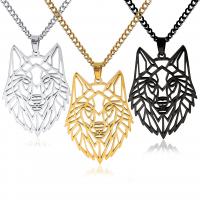 Stainless Steel Jewelry Necklace, 304 Stainless Steel, Wolf, plated, for man & hollow 51*33mm,3mm Approx 23.62 Inch 