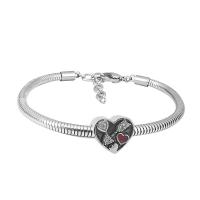 Edelstahl Europa Armbänder, 316 Edelstahl, unisex & mit Strass, Silberfarbe, Länge:7.5 ZollInch, verkauft von PC