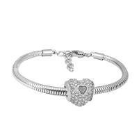 Edelstahl Europa Armbänder, 316 Edelstahl, unisex & mit Strass, Silberfarbe, Länge:7.5 ZollInch, verkauft von PC