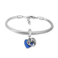 Edelstahl Europa Armbänder, 316 Edelstahl, Mit Anhänger & unisex, Silberfarbe, Länge:7.5 ZollInch, verkauft von PC