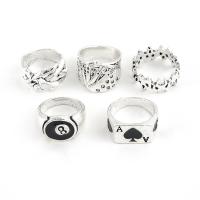 Zink-Legierung Ring Set, Zinklegierung, 5 Stück & Modeschmuck & für den Menschen & Emaille, originale Farbe, verkauft von setzen