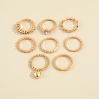 Zink-Legierung Ring Set, Zinklegierung, 8 Stück & Modeschmuck & mit Strass, goldfarben, verkauft von setzen