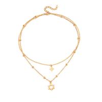 Zinc Alloy Necklace, with 1.97 extender chain, Double Layer & fashion jewelry & for woman, golden .14 Inch 