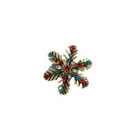 Broche Joyería Navidad, aleación de zinc, Copo de Nieve, para mujer & con circonia cúbica, multicolor, 35mm, Vendido por UD