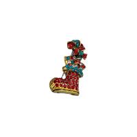 Broche Joyería Navidad, aleación de zinc, Bota de Navidad, para mujer & con circonia cúbica, multicolor, 38x20mm, Vendido por UD