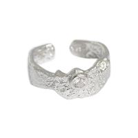 Plata de ley 925 Anillo de dedo Cuff, chapado en platina real, ajustable & micro arcilla de zirconia cúbica & para mujer, 8.5mm, 16.9mm, tamaño:6.5, Vendido por UD