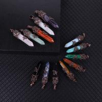 Gemstone Zinc Alloy Pendants, with Zinc Alloy, antique copper color plated 