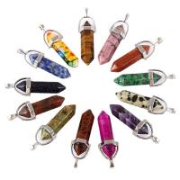 Gemstone Zinc Alloy Pendants, with zinc alloy bail, antique copper color plated 