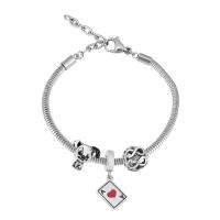 Edelstahl Europa Armbänder, 316 Edelstahl, Mit Anhänger & unisex, Silberfarbe, Länge:17 cm, verkauft von PC