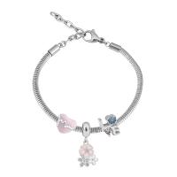 Edelstahl Europa Armbänder, 316 Edelstahl, Mit Anhänger & unisex & mit Strass, Silberfarbe, Länge:17 cm, verkauft von PC