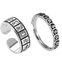 Zinc Alloy Finger Ring, silver color plated, Unisex & with letter pattern, US Ring 