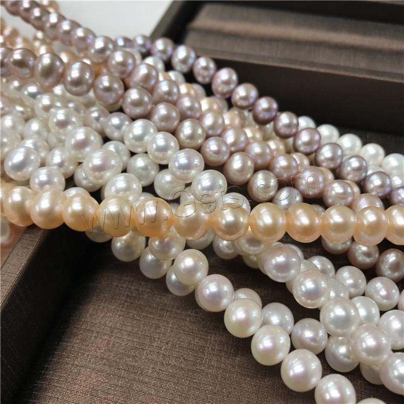 Round Cultured Freshwater Pearl Beads, different size for choice, more colors for choice, Length:Approx 15 Inch, Sold By Strand