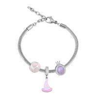 Edelstahl Europa Armbänder, 316 Edelstahl, Mit Anhänger & unisex & mit Strass, Silberfarbe, Länge:17 cm, verkauft von PC