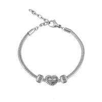 Edelstahl Europa Armbänder, 316 Edelstahl, unisex & mit Strass, Silberfarbe, Länge:17 cm, verkauft von PC