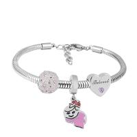 Edelstahl Europa Armbänder, 316 Edelstahl, Mit Anhänger & unisex & mit Strass, Silberfarbe, Länge:17 cm, verkauft von PC