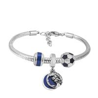 Edelstahl Europa Armbänder, 316 Edelstahl, Mit Anhänger & unisex & mit Strass, Silberfarbe, Länge:17 cm, verkauft von PC