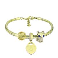 Edelstahl Europa Armbänder, 316 Edelstahl, Mit Anhänger & unisex & mit Strass, goldfarben, Länge:17 cm, verkauft von PC