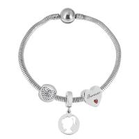 Edelstahl Europa Armbänder, 316 Edelstahl, Mit Anhänger & unisex & mit Strass, Silberfarbe, Länge:17 cm, verkauft von PC