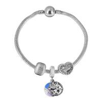 Edelstahl Europa Armbänder, 316 Edelstahl, Mit Anhänger & unisex & mit Strass, Silberfarbe, Länge:17 cm, verkauft von PC