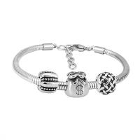 Edelstahl Europa Armbänder, 316 Edelstahl, Mit Anhänger & unisex & mit Strass, Silberfarbe, Länge:17 cm, verkauft von PC