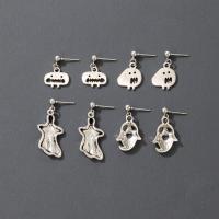 Zinc Alloy Jewelry Set, earring, silver color plated, Halloween Design & Double Layer & 4 pieces & fashion jewelry, silver color 