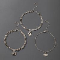 Zinc Alloy Jewelry Set, anklet, silver color plated, Halloween Design & three pieces & fashion jewelry, silver color 