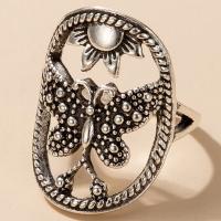 Zinc Alloy Finger Ring, gun black plated, fashion jewelry & butterfly design, black 