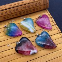 Mixed Agate Pendants, Heart 