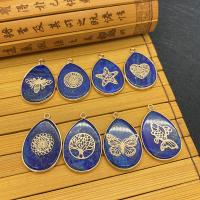 Pendentifs Lapis Lazuli, avec laiton, larme, Placage de couleur d'or, modèles différents pour le choix, plus de couleurs à choisir Vendu par PC