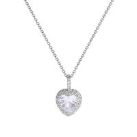 Collier de bijoux de titane, Acier titane, avec 1.77inch chaînes de rallonge, coeur, Plaqué de platine, chaîne ovale & pavé de micro zircon & pour femme, 10mm Environ 17 pouce, Vendu par brin