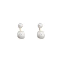 Boucle d'oreille en alliage de zinc en plastique perle, avec perle de plastique, Motif géométrique, Placage de couleur d'or, Style coréen & pour femme Vendu par paire