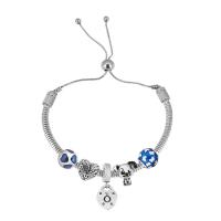 Edelstahl Europa Armbänder, 316 Edelstahl, Mit Anhänger & für Frau & mit Strass, Silberfarbe, Länge:7.5 cm, verkauft von PC