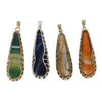 Agate Brass Pendants, with Agate, Teardrop 