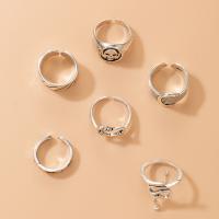 Zink-Legierung Ring Set, Zinklegierung, Fingerring, silberfarben plattiert, 6 Stück & Modeschmuck, Silberfarbe, verkauft von setzen