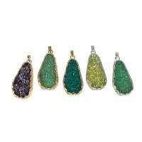 Resin Brass Pendants, with Resin, Teardrop 