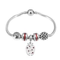 Edelstahl Europa Armbänder, 316 Edelstahl, Mit Anhänger & unisex & mit Strass, Silberfarbe, Länge:7.5 ZollInch, verkauft von PC