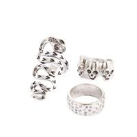 Zink-Legierung Ring Set, Zinklegierung, Fingerring, silberfarben plattiert, drei Stücke & Modeschmuck & Schwärzen, Silberfarbe, verkauft von setzen