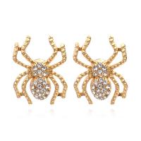 Zinc alliage strass Stud Earring, alliage de zinc, araignée, Placage, bijoux de mode & pour femme & avec strass Vendu par paire