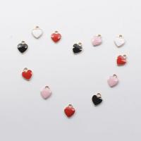 Zinc Alloy Enamel Pendants, Heart, gold color plated 