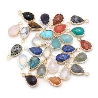 Gemstone Zinc Alloy Pendants, with Zinc Alloy, Teardrop, plated & faceted 15-20mm [