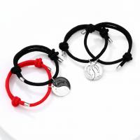 Pulseras para Parejas, aleación de zinc, con Cordón de cera, Delfín, chapado, 2 piezas & con magnético & ajustable & para la pareja, más colores para la opción, 10mm, Vendido por Set