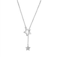 Titanium Steel Jewelry Necklace, with zinc alloy pendant, Star, silver color plated, oval chain & for woman & with rhinestone & hollow Approx 16 Inch 