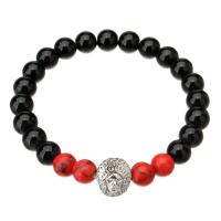 Pulseras magnéticas de piedras preciosas , Hematite, con turquesa, chapado en color dorado, unisexo, Rojo, longitud:aproximado 7.87 Inch, Vendido por UD