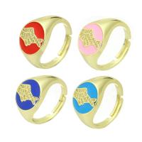 Cubic Zirconia Micro Pave Brass Finger Ring, gold color plated, micro pave cubic zirconia & enamel 13mm, US Ring 