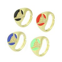 Cubic Zirconia Micro Pave Brass Finger Ring, gold color plated, micro pave cubic zirconia & enamel 13mm, US Ring 