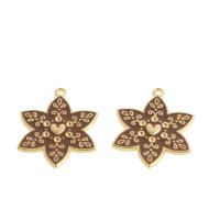 Zinc Alloy Enamel Pendants, Flower, brown 