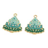 Zinc Alloy Christmas Pendants, Tree, enamel, green 